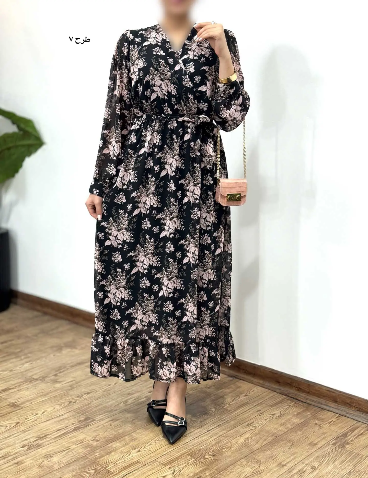 پیراهن بلند حریر آستردار آوا کد 4760